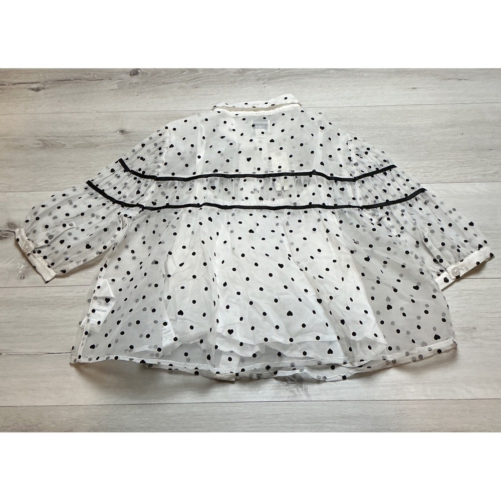 Anthropologie Maeve Heart Polka Dot Sheer Blouse White Black XS New With Tags - Picture 3 of 4